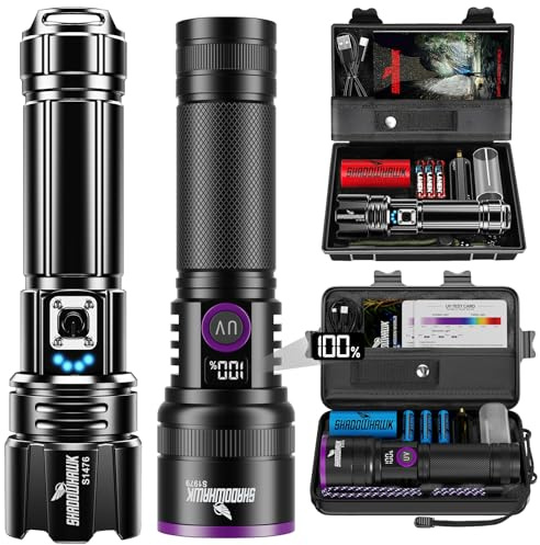 Shadowhawk S1476 Linternas LED Alta Potencia 1,000,000 Lúmenes + S1979 365nm Linterna Ultravioleta Con Lente De Filtro