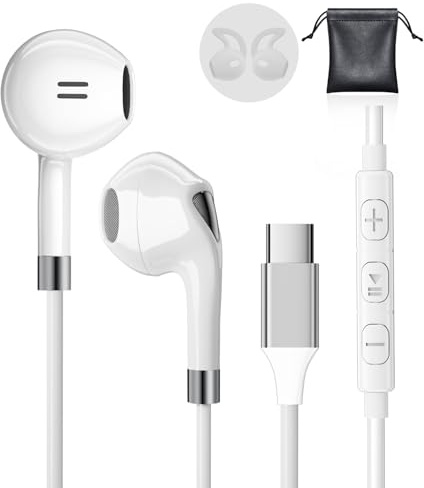 USB C Kopfhörer mit Mikrofon für iPhone 15 16 17 Pro Max In-Ear Kopfhörer für Samsung Galaxy S25 S23 Ultra S22 A35 A56 A54 A16 USB C Headset mit Kabel USB Type C Ohrhörer Pixel 10 9 Pro