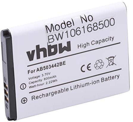 vhbw 1x Akku kompatibel mit Samsung SGH-B110, SGH-E390, SGH-E690, SGH-E570, SGH-J578, SGH-E488 Handy Smartphone Telefon (600 mAh, 3,7 V, Li-Ion)