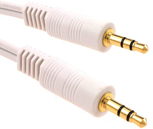 kenable 3.5mm Stereo Jack to 3.5mm Stereo Jack Audio Cable Gold Plated Contacts White 2m