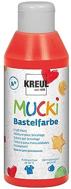 KREUL 24205-Mucki Manualidades para niños, Rojo, Pintura Infantil a Base de Agua, sin parabenos, sin Gluten, sin lactosa y Vegana, Lavable, Color Red, 250 ml (24205)