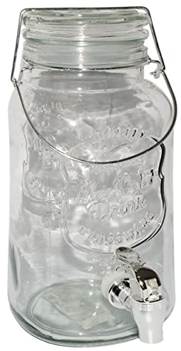 alles-meine.de GmbH 4 Liter - große Zapfhahnflasche/Getränkespender/Saftkanne/Glas - mit Zapfhahn & Deckel - Ice Cold Drink - z.B. für Bier - Saft - Limonade - Sommergl..