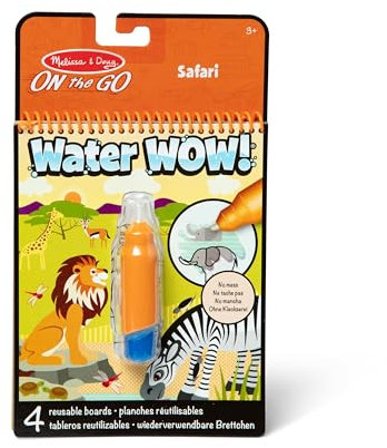 Melissa & Doug Water Wow Wassermalbuch Safari - mit Wasserstift, 4 wiederverwendbaren Ausmalseiten und Spiralbindung, kompakte Größe für unterwegs, für Kinder ab 3 Jahren