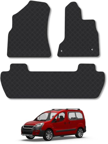 Peugeot Partner Tepee (2008-2018) 3mm Rubber Car Mats | Tailored Fit Durable Floor Mats Full Coverage Protection Waterproof Accessories Easy Clean Anti Slip Made in the UK