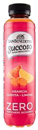 San Benedetto, Succoso Zero alla Arancia, Carota e Limone, 400 ml Bevanda Leggera e Dissetante in Acqua Minerale Naturale, Senza Zuccheri, Conservanti Coloranti e Glutine