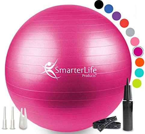 SmarterLife Workout-Gymnastikball für Fitness, Yoga, Balance, Stabilität oder Geburt, Premium-Anti-Rutsch-Design (75 cm, Fuchsia)