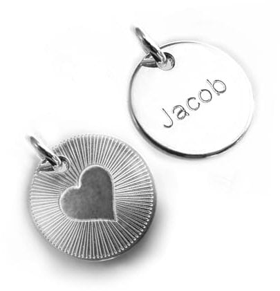 Kleiner Runder Anhänger mit Gravur - Herz und Wunschtext - 925 Silber
