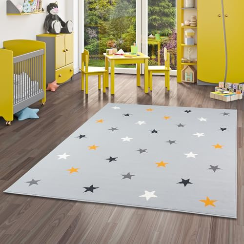 Pergamon Kinder und Jugend Teppich Trendline Sterne Grau Mix in 5 Größen