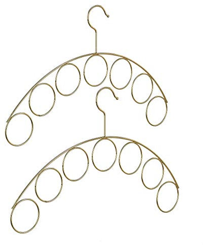 2 x Kleiderbügel, Schalhalter, edles Design, Bügel für Bluse, Schal, Tuch, Accessoires, 3 mm dünn, Metall, Gold