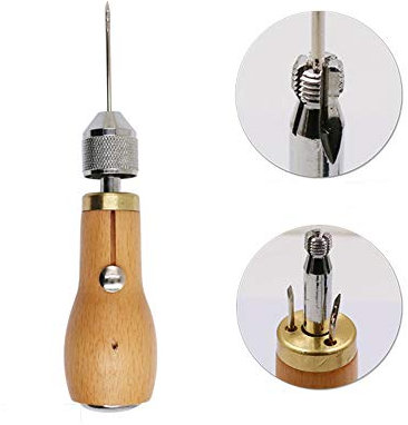 Salmophfeel 6-teiliges Set DIY Handleder Nähmaschine Professionelle Schnelles Nähen Nähen Awl Werkzeug Kit, Nadeln Kunst & Handwerkzeuge für Leder Segel & Leinwand Schweres Reparaturzubehör