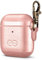 Dreem Om AirPods 1 & 2 Custodia in pelle vegana con clip - Compatibile con auricolari wireless Bluetooth Apple per iPhone - Rosa