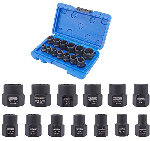 Luckyway 13 tlg Schlagbolzen & Mutternentferner Set Mutternausdreher Stecknuss Bolzenentferner Werkzeug Set
