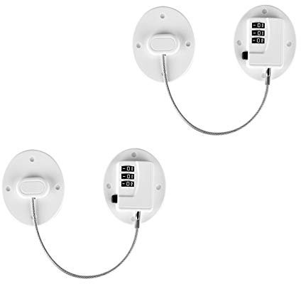 2 cerraduras para frigorífico, cable de nevera, bloqueo de código de nevera, adhesivo fuerte, sin taladro, cerradura de gabinete para puerta de congelador, archivador, gabinete, ventanas