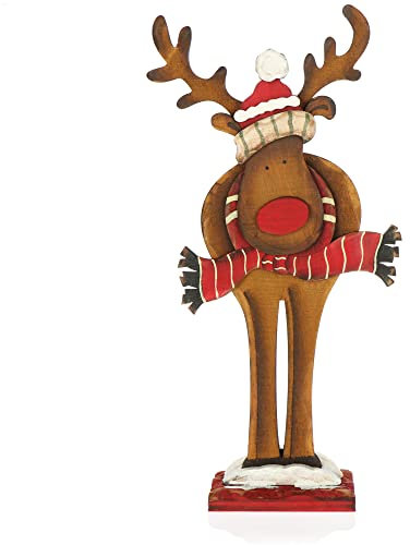 com-four® Dekorativer Aufsteller für Weihnachten - XL Rentier aus Holz zum Hinstellen - Christmas Aufsteller zum Dekorieren und Verschenken (01 Stück - Rentier 35cm)