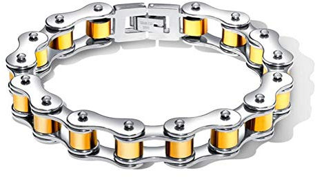LAFATINA Herren Armband Motorrad Fahrrad Gliederkette Armband für Vatertag Edelstahl maskuline Fahrradkette Armband
