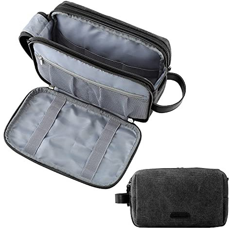 BAGSMART Kulturtasche für Herren, Reise Kulturbeutel Kosmetiktasche mit Doppelter Reißverschlussöffnung, Großer Stauraum, 5L-Schwarz