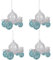 Pack of 4 Fairy tale Princess Carriage for your Christmas Tree, Glass look Acrylic Hanging Decoration Carriage with Glitter Detail in Blue, Rose Gold, Champagne or Silver (Ice Blue)