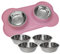 KaraLuna Napfunterlage mit Edelstahl Näpfen für Katzen & Hunde, 400ml, Rosa