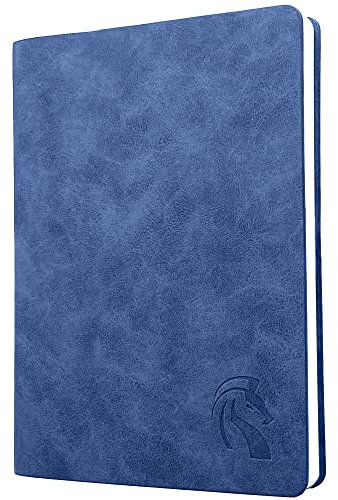 LeStallion Dark Navy Blue Notebook - 120GSM Fountain Pen Friendly Blue Journal - 210 Numbered Pages, Table Contents | A5 Soft Cover Faux Leather Journal | High End Luxury Notebook For Writing