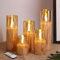 Eywamage Slim Gold Glas LED Kerzen mit Fernbedienung, Flackernde flammenlose Batterie Votive Stumpenkerzen Φ 2 H 3 4 5 6 7