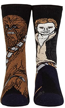 HEAT HOLDERS SOCKSHOP Kids Disney Star Wars 1.6 TOG Lite Chewie and Han Thermal Socks Pack of 1 Black 12.5-3.5
