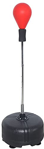 Punchingball Boxstand 120-160cm Höhenverstellbarer Standbox-Trainer inkl. Boxbirne Erwachsene Punchingball Boxbirne Bounce Back Faster Boxbag (Rot)