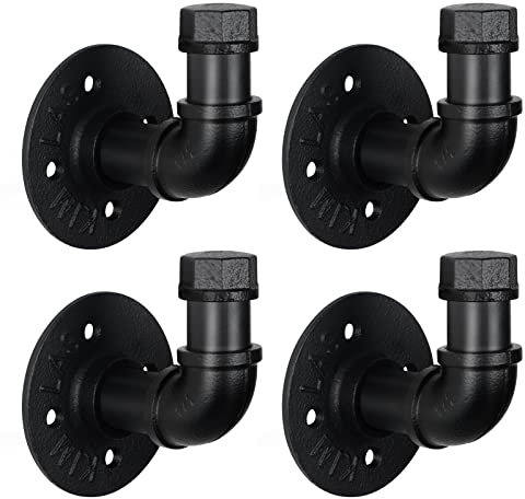 HouseAid Gancho industrial de hierro para toallas, gancho rústico de granja para baño, gancho de ropa de estilo vintage, montado en la pared, negro mate (paquete de 4)