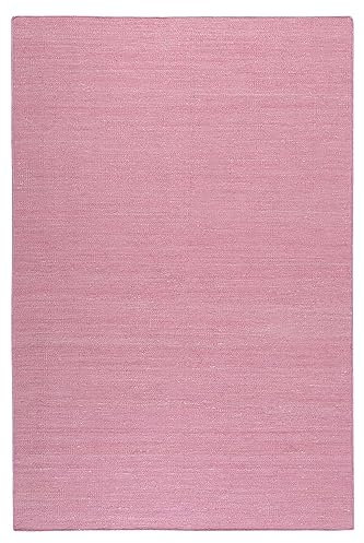Wecon Home Einfarbiger Esprit Baumwoll-Teppich für Wohnzimmer, Schlafzimmer, Esszimmer, Kinderzimmer und Flur - Rainbow KELIM (80 x 150 cm, Altrosa)
