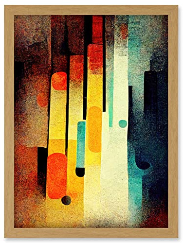 Doppelganger33 LTD Acid Jazz Retro Colourful Boho Abstract Artwork Framed Wall Art Print A4