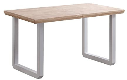 Roma, Mesa de Comedor Extensible, Mesa 2 Tramos, Acabado en Roble y Blanco, Medidas: 140-180 – 220 cm (Largo) x 80 cm (Ancho) x 77 cm (Alto)