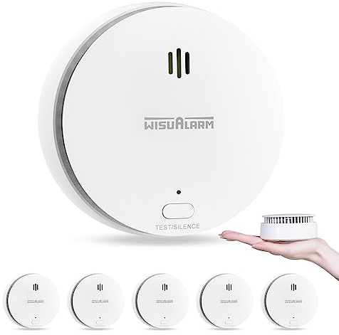 Rauchmelder, mit Magnethalterung, Rauchmelder 10 Jahre Batterie Austauschbarer, Feuermelder mit Stille/Test-Taste, entspricht dem TÜV Zertifiziert EN 14604 Standard (5 STÜCK)