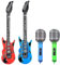 ADQUATOR 4pcs 100cm Guitar and 35cm Microphone Inflatable Balloons, Rock and Roll Musical Instruments Set for Adult Kid Party Props Decorations