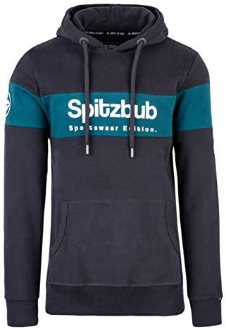 Spitzbub Herren Hoodie Kapuzenpullover in Dunkelgrau/Petrol