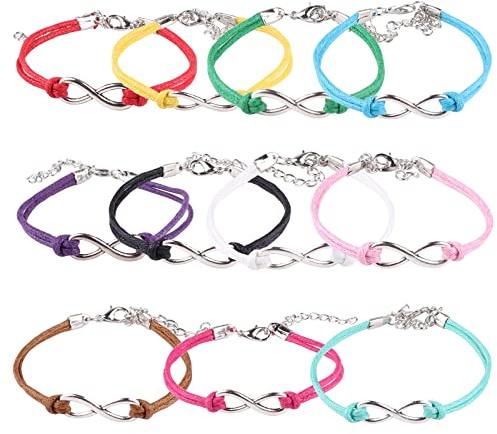 Bracelet de l'infini, 11 pièces, symbole de l'infini, bracelets de l'amitié faits main tressés ajustables pour meilleures amies et sœurs