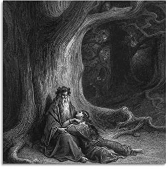 JAHER Vivien und Merlin von Gustave Dore Art Poster Gemälde Wandkunst Wohnzimmer Gemälde 40 x 40 cm