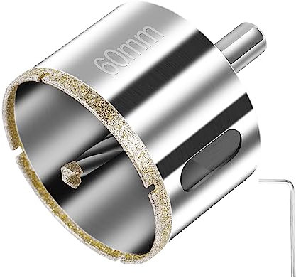 Flintronic 60mm Broca de Diamante, Cristal Broca Sierra con Broca Piloto Central, Taladro Hueco Sierra de Perforación con Revestimiento de Diamante, para Vidrio/Azulejo/Cerámica/Mármol/Piedra Caliza