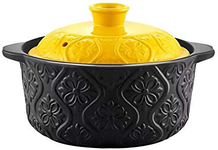 Non-Stick Ceramic Casserole Dish with Lid,Handmade Stockpot Clay Pot Earthen Pot Onion Soup Crocks Soup Pot (1.05quart)