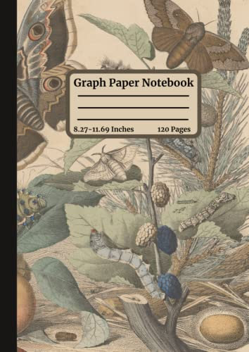 Graph Paper Notebook A4 -( Vintage Aesthetic Butterflies): Quad Grid Paper Notebook 8.27 x 11.66 Inches | 5 x 5 mm- Squared Paper Notebook 120 Sheets ... for Work, Office, School, Home Students
