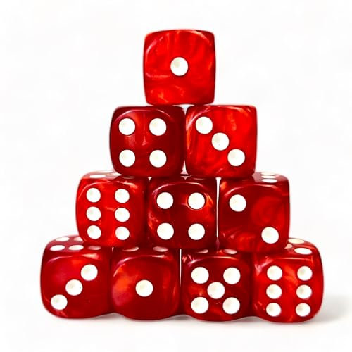 Luck Lab 10 Stück D6 Würfel Pack – Acryl Würfel für RPG MTG DND Würfel Tischspiele und Brettspiele (Red Pearl)