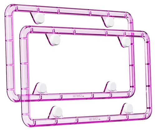 MTWKS Premium PC Kunststoff Klar Kennzeichenrahmen Universal US Auto Kennzeichenhalter Wetterfest UV-Beweis Zubehör Enthalten (2 Stück, Lila)