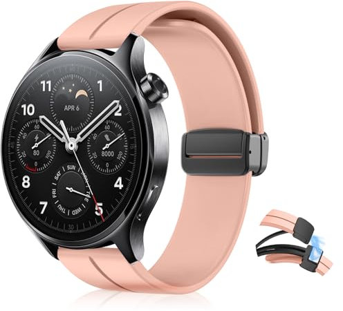 KeHowy 22mm Silicona Correa para Xiaomi Redmi Watch 5 Active/5 Lite/S4 Sport/Watch 2/S3/S1/Mi Watch, Correa de Reloj Magnética para Amazfit Bip 6/5/Balance/Cheetah Pro/GTR 4/3/GTR 47mm, Rosa