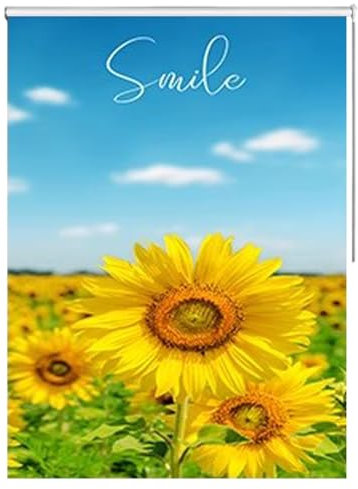 ENHEN Roller Blinds Sunflower Pattern Roller Blinds for Kitchen Windows, 100% Blackout Trimmable Pull Down Curtains, 65/75/85/95/105/115/125/135/145 cm Width (Size : 85cmx105cm/33.5inx41.3in)