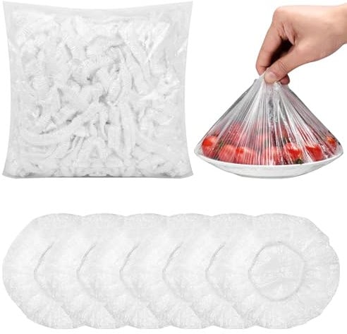 suchkawe 300 Pcs Shrinkable Fresh Keeping Bags, Universal Elastic Food Storage Bowl Lids Reusable Cling Film Bag Plastic Food Storage Covers for Fruit Preservation and Food Storage