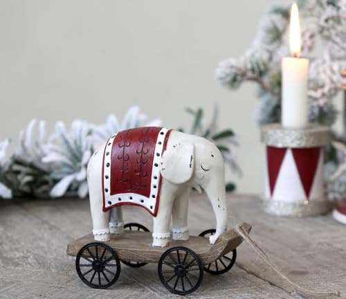 ukiyo Vintage Zirkus Elefant auf Transportwagen 11x10x6,5cm Weihnachtsdekoration Weihnachten Advent Tischdeko