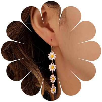 Inilbran Boho Sonnenblumen Ohrringe Gold Gänseblümchen Blume Lange Quaste Ohrringe Lange Blumen Gänseblümchen Ohrringe Vintage Sonnenblume Gänseblümchen Ohrringe Schmuck Für Frauen