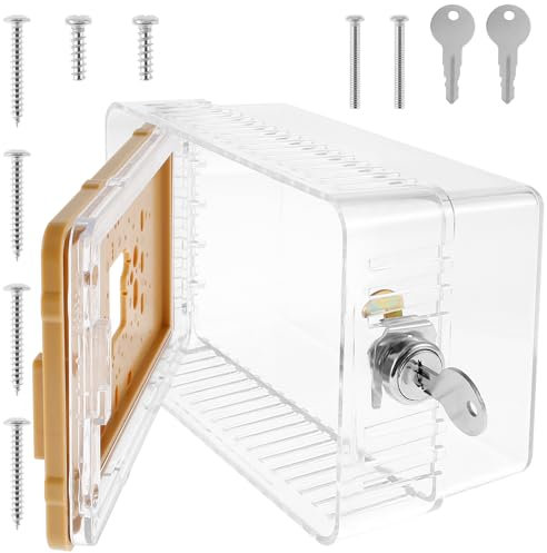 MENIBBLER Thermostat Box Lock with 2 Keys, Clear Thermostat Guard Box for Thermostat on Wall Easy to Install Thermostat Cover Guard Thermostat Lock Cover with Installation Accessories for Home