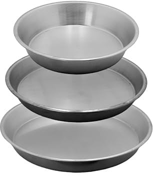 Omniacasa Set 3 Ruoti per Dolci: Migliaccio e Pastiera Napoletana 24, 28, 30 x H4,5 cm, Alluminio Puro