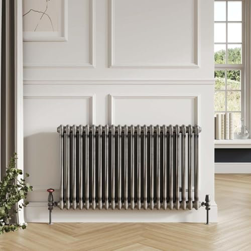 Greened House 3 Column Raw Metal Horizontal Column Radiator 600mm H x 800mm W Traditional Classic Style
