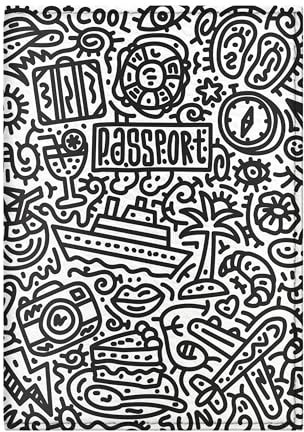 Quttie Reisepasshülle für Kinder, Damen und Herren, süße passhülle, reisepass (Doodle Pattern)