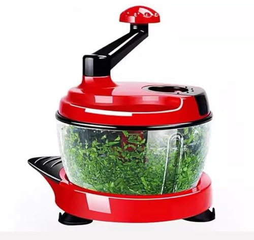 TT-YEC Household Manual Meat Grinder, Small Vegetable Grinder, Hand-Crank Meat Grinder with Stainless Steel Knife, Drainer, Non-Slip Suction Base, Multi-Functional Meat Grinder,Red